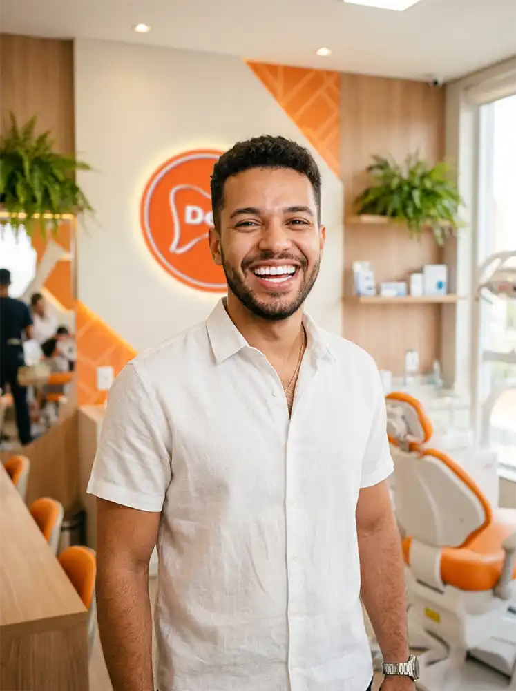 Aplicação de gel dessensibilizante antes do clareamento dental na DENT+ Niterói